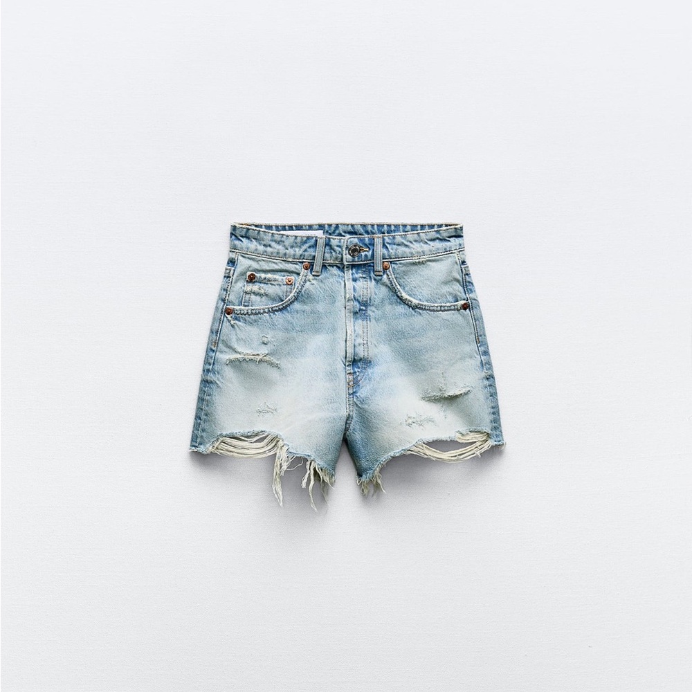 Zara High Waist TRF Denim Shorts